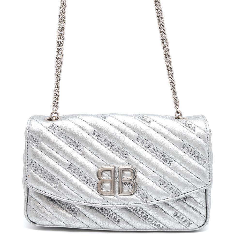 Balenciaga Chain Shoulder Bag Logo Leather